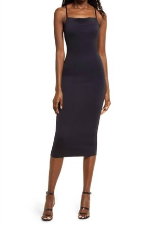 Good American Scuba Spaghetti Midi Dress In Black