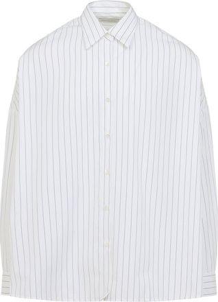 Dries Van Noten White And Navy Casia Cotton Shirt-Donna