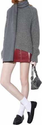 Max & Moi T-Neck Lurex Jumper Top In Light Grey