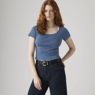 Levi's Essential Square Neck Tee - Womens - L - Blue
