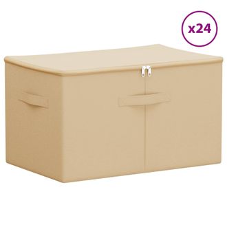 vidaXL Caja De Almacenamiento 24 Pcs Crema 55 X 35 X 32 Cm Vidaxl