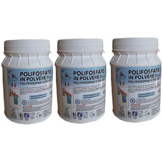 WK Polifosfati per Caldaia, Ricarica Universale con set di 3 Barattoli in Polvere da 1 Kg per Filtrazione Acqua, Funge da Anticalcare e Anticorrosivo