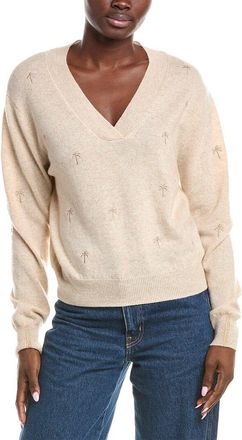 Brodie Embroidery Palm V-Neck Cashmere Sweater