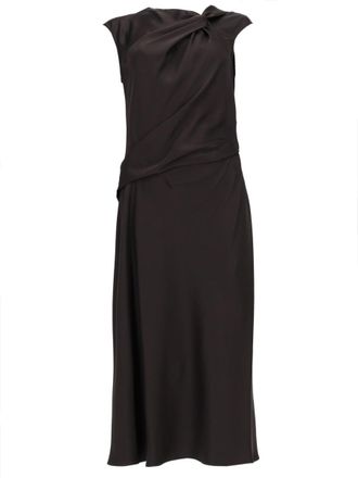 Theory Neutrals Twist Bodice Fitted Midi Dress
