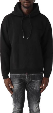 Dsquared2 Hoodies & sweatvesten, Heren, Zwart, S, Katoen, Relax Fit Hoodie