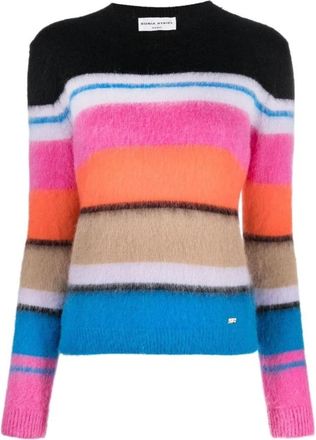 Sonia Rykiel Gestreepte mohair trui in zwart - Dames - Ronde hals truien - Veelkleurig - XS - Nylon - Truien & Vesten