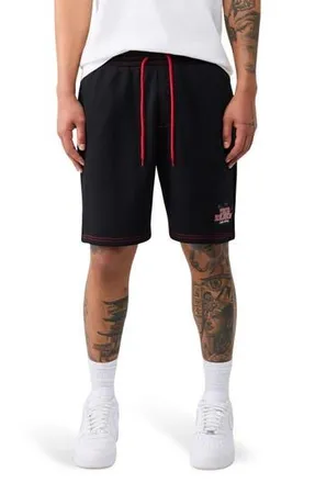 True Religion Buddha Contrast Fleece Shorts in Jet Black at Nordstrom Rack, Size X-Large