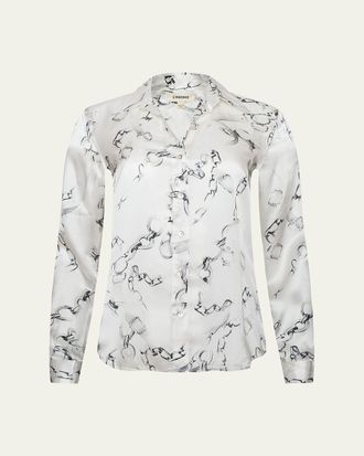 L'agence Multi Mix Chain Dani Silk Blouse