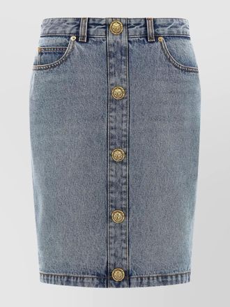 Balmain denim skirt featuring pockets and button accents