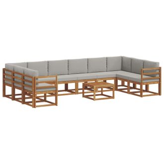 vidaXL Set Di Divani Da Esterno 11 Pz Grigio Naturale E Chiaro Vidaxl
