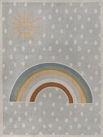 Jonathan Y Designs Minha Rainbow Dot Modern Machine-Washable Area Rug in Gray/ivory/yellow at Nordstrom, Size 2Ft 0In X 8Ft 0In