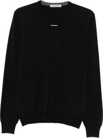La Fileria V-hals Gebreide Trui - Heren - V-hals truien - Zwart - 3XL - Wol - Truien & Vesten