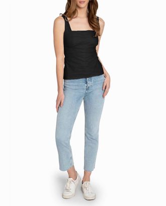 Nicole Miller Cotton Metal Square Neck Cami In Black