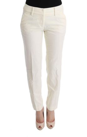 Ermanno Scervino White Cotton Regular Fit Casual Womens Pants