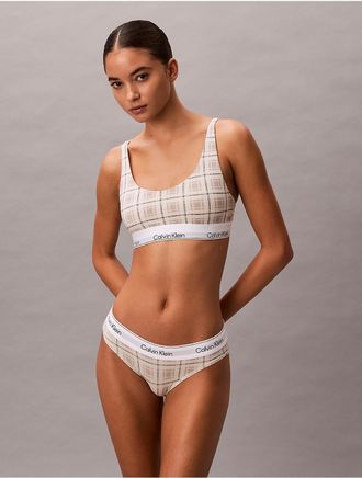 Calvin Klein Womens Icon Cotton Modal Lightly Lined Bralette - White - XXS