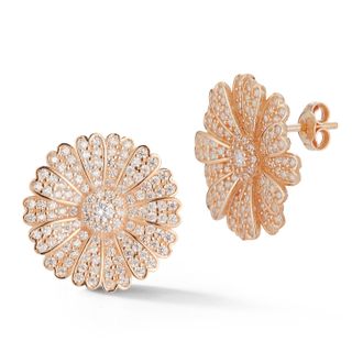 Glaze Jewelry Sterling Silver Pave Flower Studs