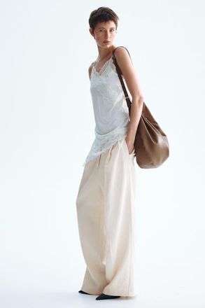 H&M Tailored Trousers in Light Beige at Nordstrom, Size 10