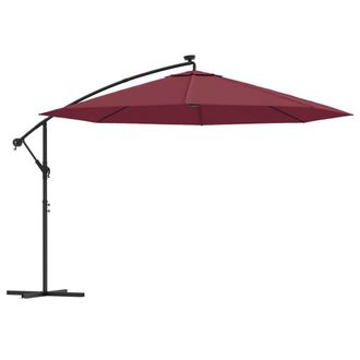 Berkfield Home Cantilever Umbrella with LED Lights Bordeaux Red 350 cm
