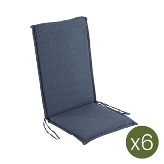 ED&Egrave;N JARD&Iacute; Pack de 6 cojines para sill&oacute;n de jard&iacute;n reclinable olefin azul