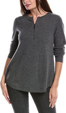 Forté Cashmere Pleat Back 1/4-Zip Cashmere Sweater