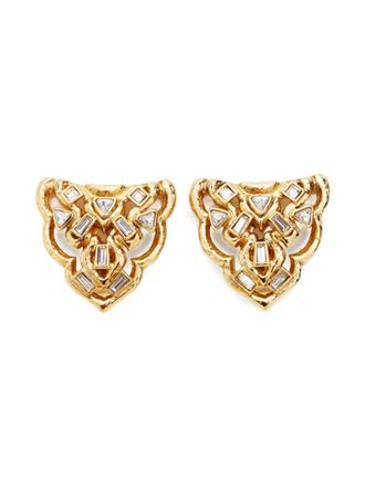 Saint Laurent 1980-2000s rhinestone gold earrings - women - Rhinestone/Gold Plated - One Size