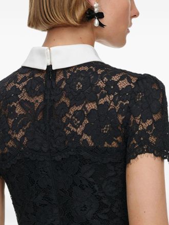 Self Portrait Lace Collar Dress - Black