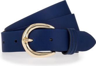 Tamaris Lederg&uuml;rtel TAMARIS, Damen, Gr. 11,5, kornblumenblau, Rindsleder, unifarben, G&uuml;rtel Lederg&uuml;rtel, 3cm breit, schlichte Dornschnalle in Gold, dezentes M