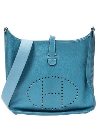 Herm&egrave;s Blue Jean Clemence Leather Evelyne Ii (Authentic Pre-Loved)