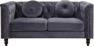 VENTE-UNIQUE.COM Sof&aacute; fijo poli&eacute;ster 2 plazas gris antracita 163x77cm