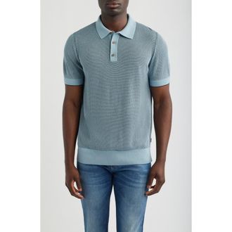 HUGO BOSS L-Naldo Silk & Cotton Polo in Blue at Nordstrom, Size Xx-Large
