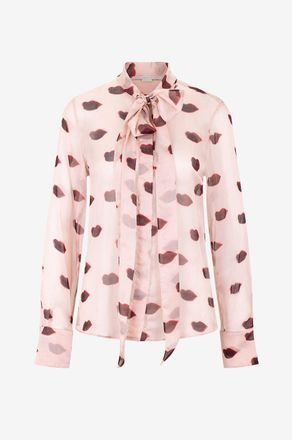 Stella McCartney Seidenmusselin-Bluse mit Schluppe Lips
