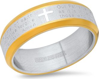 HMY Jewelry Two-Tone Stainless Steel Lords Prayer Ring in Two Tone at Nordstrom Rack, Size 10