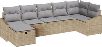 vidaXL Sofa Set with Cushion with Storage Beige Poly Rattan vidaXL
