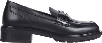 Tommy Hilfiger Black Elegant Penny Strap Leather Loafers