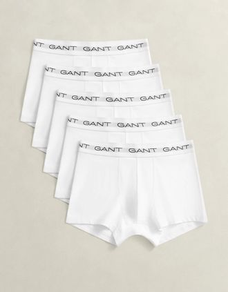 GANT Mens GANT Mens Slim Fit Stretch Cotton Jersey Trunks 5-Pack - 110 White - Size: 37/36/32