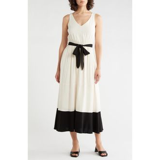 Lovestitch Colorblock Midi Dress in Vanilla/Black at Nordstrom Rack, Size Medium
