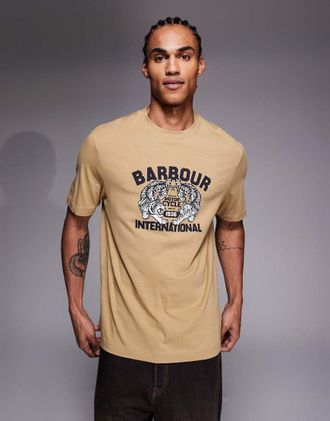Barbour Talisman - T-shirt beige con grafica del logo-Neutro