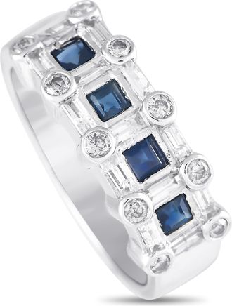 Luxury Bazaar 14K White Gold 0.60ct Diamond and Sapphire Ring MF22-120324
