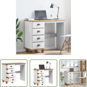 vidaXL Scrivania per ufficio - Scrivania ASKIM Bianco 95 x 40 x 75 cm Pino massello