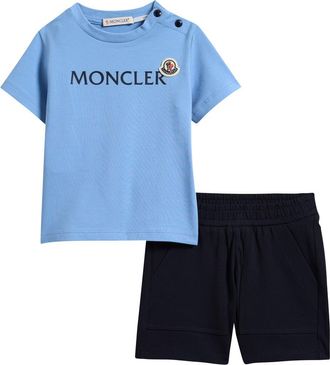 Moncler Kids T-Shirt & Shorts Set in Blue at Nordstrom, Size 12-18M