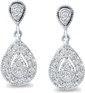 Pompeii3 1/2Ct Diamond Pear Shape Dangle Earrings 5/8 Tall Screw Back