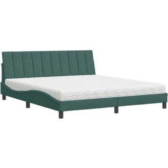 vidaXL Cama Con Colch&oacute;n Terciopelo Verde Oscuro 180x200 Cm Vidaxl