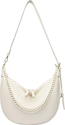 Generic Cymwer Women PU Leather Hobos Shoulder Bag with Zipper for School Work Travel(White) (White)