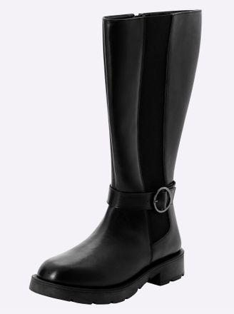 Sheego Weitschaftstiefel SHEEGO, Damen, Gr. 37, XXL-Schaft, schwarz, Leder, Schuhe Weitschaftstiefel