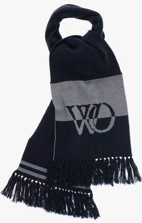 Off-white Two-Tone Virgin Wool Scarf with Fringes size Unica