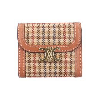 Celine Brown Tweed Wallet (Tri-Fold) (Pre-Owned)