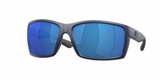 Costa Mens Reefton Rectangle Sunglasses In Matte Dark Blue/blue Mirror