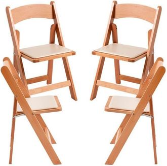 Regalos Miguel Regalos Miguel - Sillas Plegables - Pack 4 Sillas Plegables Wala Madera - Madera Natural