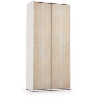 Dmora Guardaroba Dalia, Armadio a 2 ante scorrevoli e 4 ripiani, Mobile moderno multiuso per camera da letto, 100% Made in Italy, Cm 90x45h195, Bianco, con