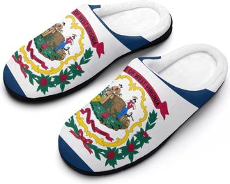 Generic Flag of West Virginia United States Slippers Men Winter Warm Cotton Anti-Slip Indoor Slip-Ons House Shoes